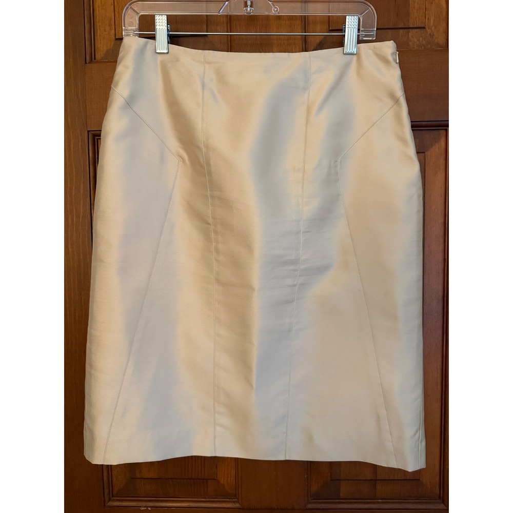 Lillie Rubin 100% Silk Pencil Skirt Womens Size 8 Gold Lined Business Casual